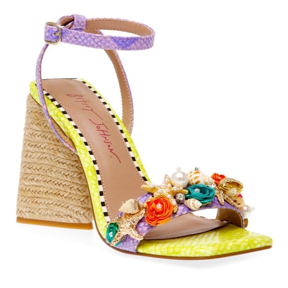 Betsey Johnson Karsyn Nautical Raffia Sandal Lime